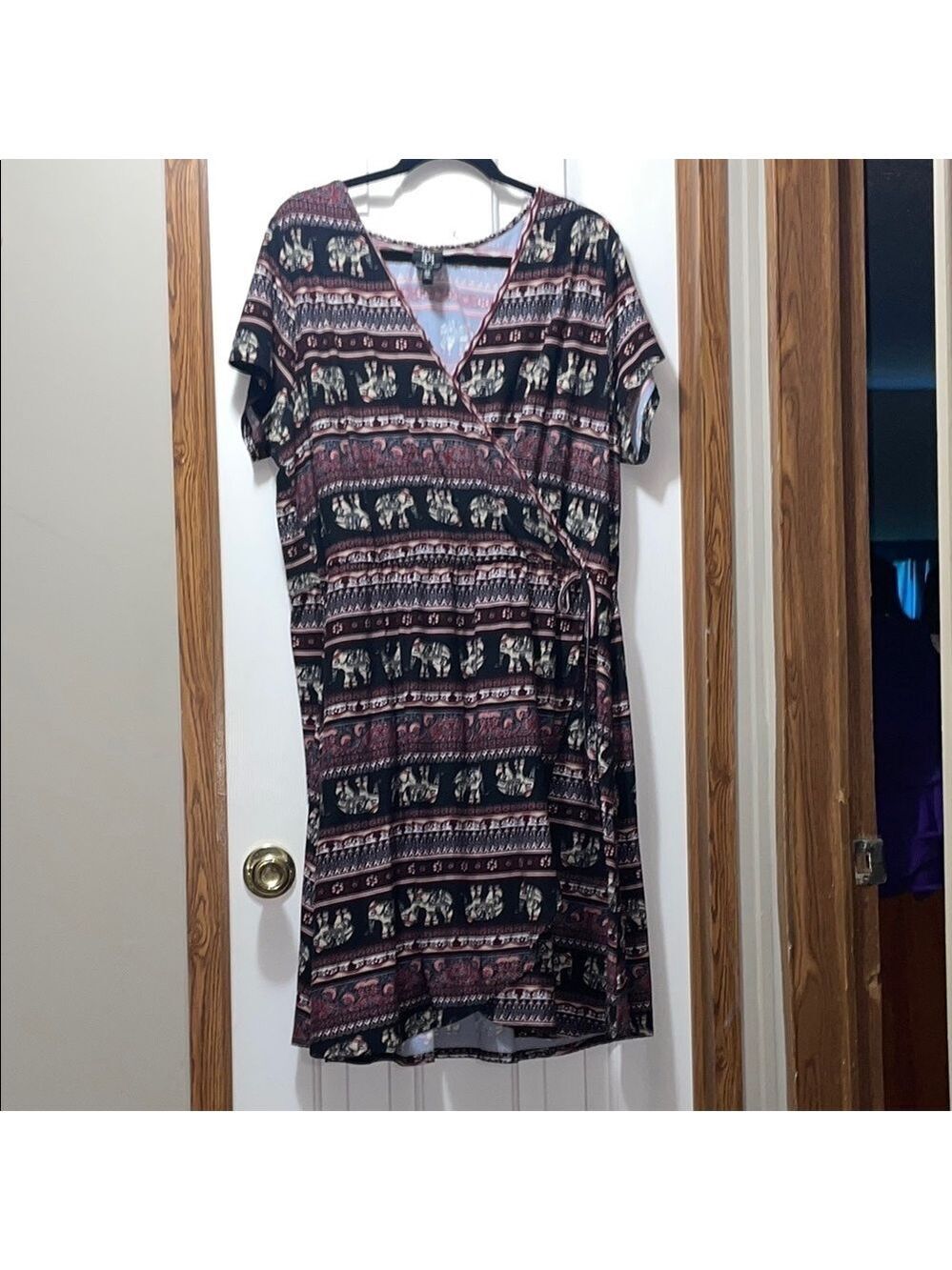Derek Heart Black and White V-Neck Midi Sundress